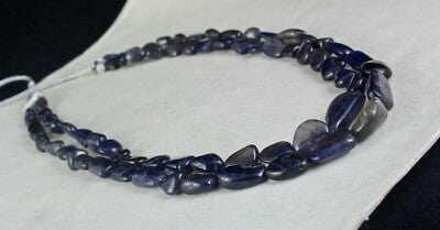 Blue Natural Iolite Cabochon 536 Carats, 2 Line Gemstone Ladies Necklace