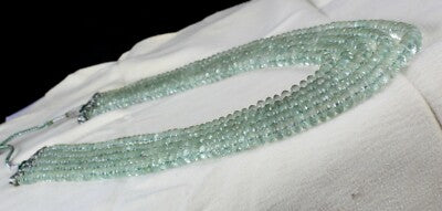 Certified Green Amethyst Necklace 939 Ct Faceted Round Beads Elegant For Women