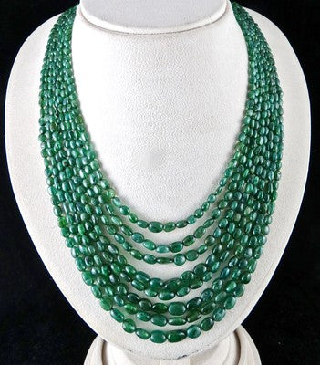 Certified Natural Emerald 512ct Beads Green Gemstone Vintage Necklace