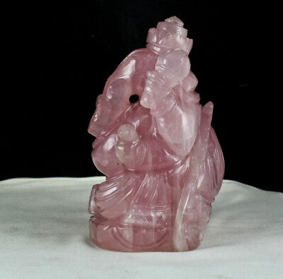 Certified Natural Rose Quartz 8960 Ct Lord Ganesha Pink Gemstone Home Decor