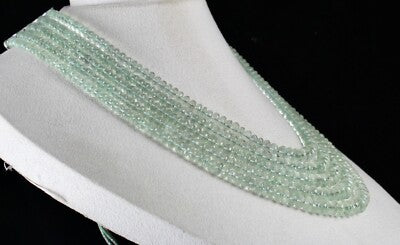 Certified Green Amethyst Necklace 939 Ct Faceted Round Beads Elegant For Women