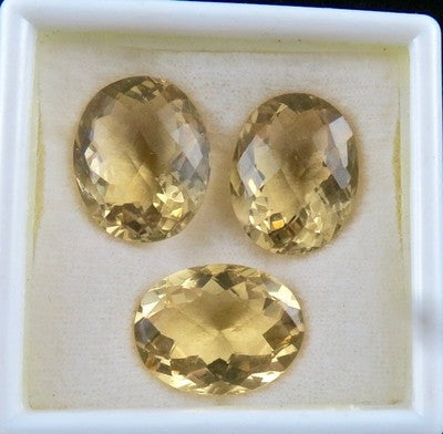 Natural Yellow Citrine Oval Cut 3 Pc 46.38ct Loose Gemstone For Earrings/pendant