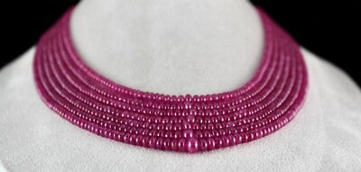 Certified Natural Ruby Beads Necklace Round 677ct 7 Line Classic Gemstone