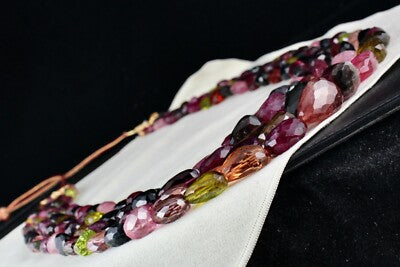 Certified Natural Multi Tourmaline Nugget Beads Necklace 4 L 2221 Ct For Women