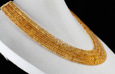 Certified Natural Yellow Citrine 631 Ct Faceted Round Necklace For Women