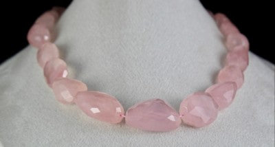 Natural Rose Quartz Beads Carat Weight Sterling Silver 906 Ct Necklace