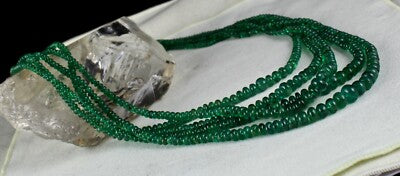 Certified Green Gemstone Natural Emerald 338ct Beads Necklace For Women
