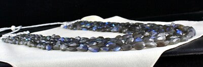 Certified Natural Black Labradorite Faceted Tumble 1782 Ct Gemstone Necklace