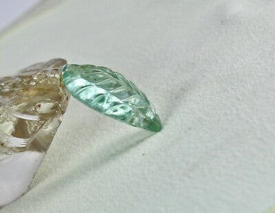 Certified Natural Aquamarine 22.43 Ct Carved Leaf Loose Gemstone Ring Or Pendant