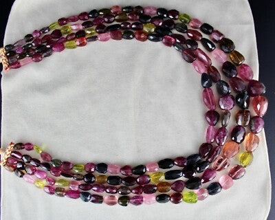 Certified Natural Multi Tourmaline Nugget Beads Necklace 4 L 2221 Ct For Women