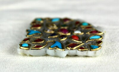 Certified Antique Persian Jade 127ct Natural Diamond 22k Gold Navratan Pendant