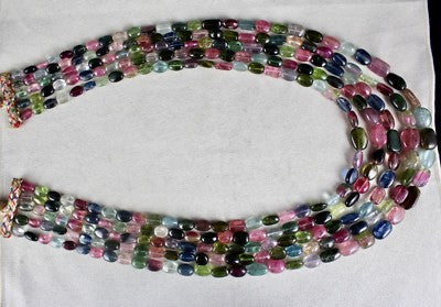Certified Natural Multi Tourmaline Aquamarine Necklace 941 Ct Gem Beaded Party