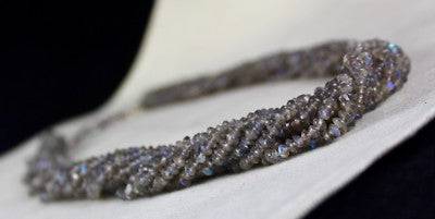 Sterling Silver Labradorite Beads Necklace 540 Ct Round 10 L Fashion Gemstone