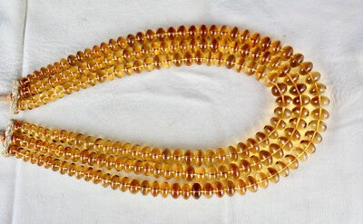 Certified Natural Yellow Citrine Beads 935 Ct Round Statement Necklace For Women