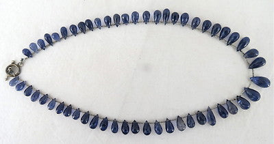 Iolite Faceted Teardrop Beads Necklace 133 Ct Gemstone Fashion Women's Jewelry