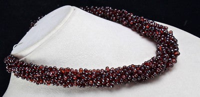 Natural Pyrope Almandine Garnet Teardrop Beaded 867 Ct Sterling Silver Necklace
