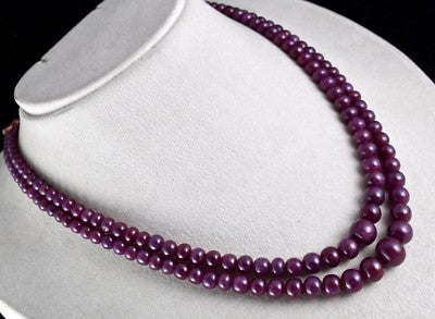 Certified Natural Ruby Beads Round 432 Ct Red Gemstone Necklace For Women