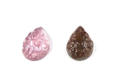Natural Tourmaline Carved Pear 28.80 Ct Gemstone Designing Pendant Earring