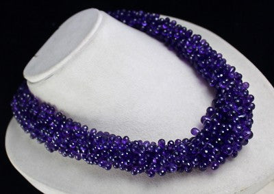 Certified Natural Amethyst 1157 Ct Teardrop Sterling Silver Party Necklace