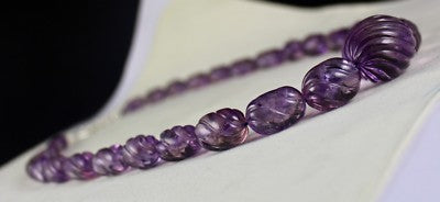 Certified Natural Amethyst 740ct Carved Oval Sterling Silver Necklace