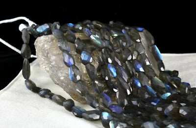 Certified Natural Black Labradorite 1504 Ct Faceted Gemstone Beads Necklace