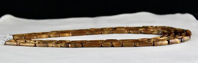 Natural Tiger's Eye 514ct Tube Fancy Beads 5 Line Fashion Gemstone Necklace