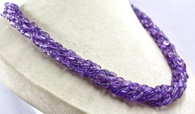 Sterling Silver Natural Amethyst Beads 628 Ct Cabochon Necklace For Women
