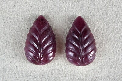 Certified Natural Untreated Ruby 48.80 Ct Carved Leaves Earring Sterling Silver
