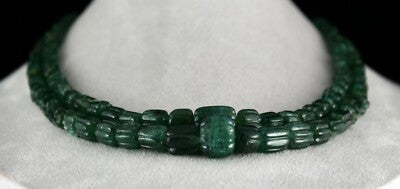 Certified Natural Emerald Beads 688 Ct Green Gemstone Sterling Silver Necklace