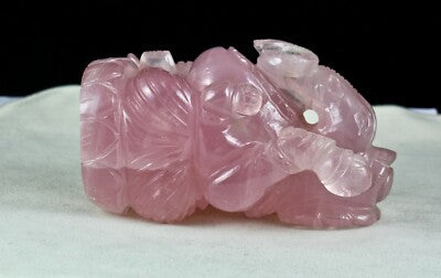 Rose Quartz Lord Ganesha 5" 4925 Ct Pink Divine Gemstone Statue Figure