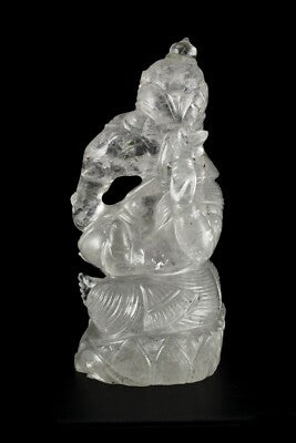 Certified Natural Rock Crystal Quartz 32925 Ct 11" Lord Ganesha Statue Decor
