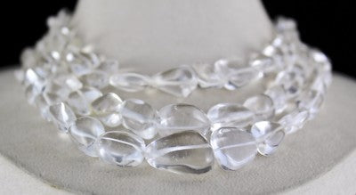 Natural Rock Crystal Quartz Gem Necklace 987 Ct Cabochon Beads Fashion