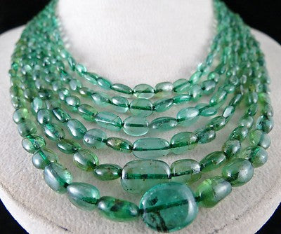 Certified Natural Emerald Necklace 398 Ct Cabochon Beads Important Gemstone