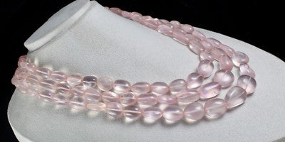 Certified Natural Rose Quartz 1415 Ct Beads Cabochon Pink Gemstone Necklace