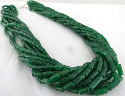 Natural Green Quartz 690 Carats Aventurine Beads 11 Line Gemstone Necklace