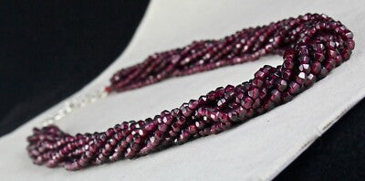 Natural Garnet 4mm Faceted Round Beaded Necklace 9 L 659ct Red Fashion Jewelry