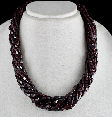 Natural Red Garnet Square Beads 10 L 1085 Cts Gemstone Fashion Necklace