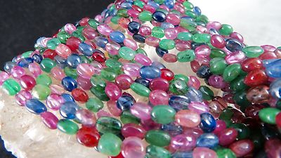 Certified Natural Emerald Ruby Blue Sapphire Spinel 995ct Vintage Necklace