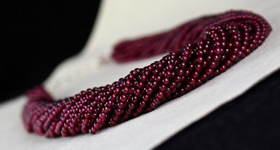 Natural Garnet Round Beaded 25 L 960 Ct Pink Gemstone Sterling Silver Necklace