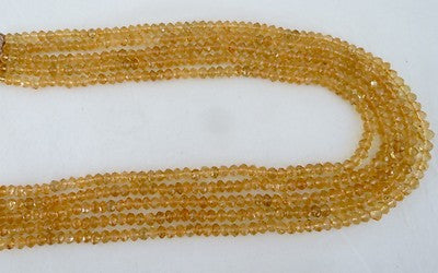 Natural Citrine 600 Carats Beaded Necklace 5-line Faceted Round Gemstone String