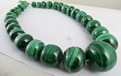 Certified 35mm Round Malachite Beads 3865 Ct Semi Precious Gemstone For Women