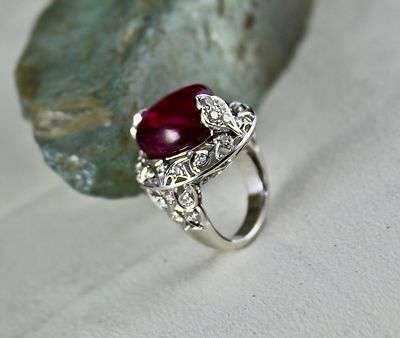 Certified Classic Natural Rubellite Pink Tourmaline Diamond 18k Gold Ring