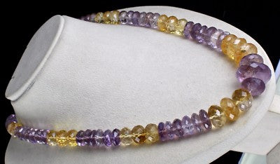 Natural Citrine Amethyst 875 Ct Faceted Beads Big Gemstone Fashion Necklace