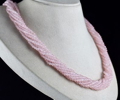 Sterling Silver Natural Rose Quartz Beads 591 Carat Gemstone Necklace For Women