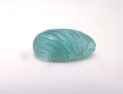 Natural 26x16mm Blue Aquamarine Carved Leaf Gemstone Ring Pendant 31.80 Ct