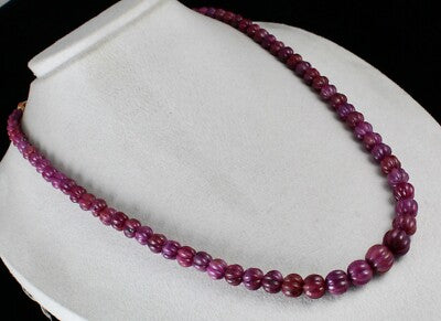Certified Natural Unheat Ruby Carved 513ct Melon Gemstone Beads Necklace