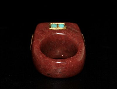 Certified Antique Orange Quartz 10ct Natural Diamond Turquoise 22k Gold Ring