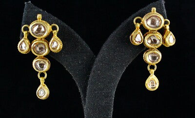 Certified Natural Diamond 22k Yellow Gold Jadau Antique Necklace Set 10ct