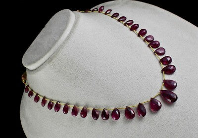 Certified Natural Pink Tourmaline Rubellite 125 Ct Bead Briolette Necklace