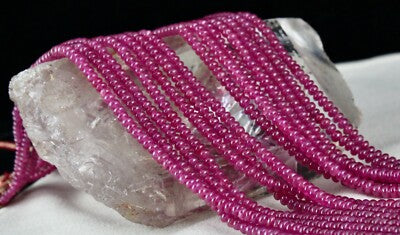 Certified Natural Ruby Beads Necklace Round 677ct 7 Line Classic Gemstone